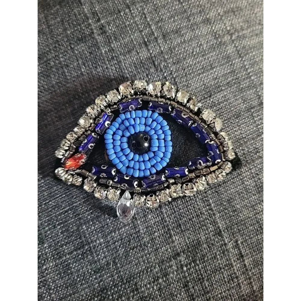 Beaded Rhinestone Eyeball Applique 2